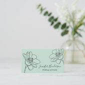 Magnolia Flower Mint Green Business Card (Standing Front)