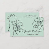 Magnolia Flower Mint Green Business Card (Front/Back)