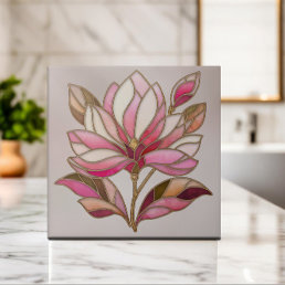 Magnolia Flower Mosaic Ceramic Tile
