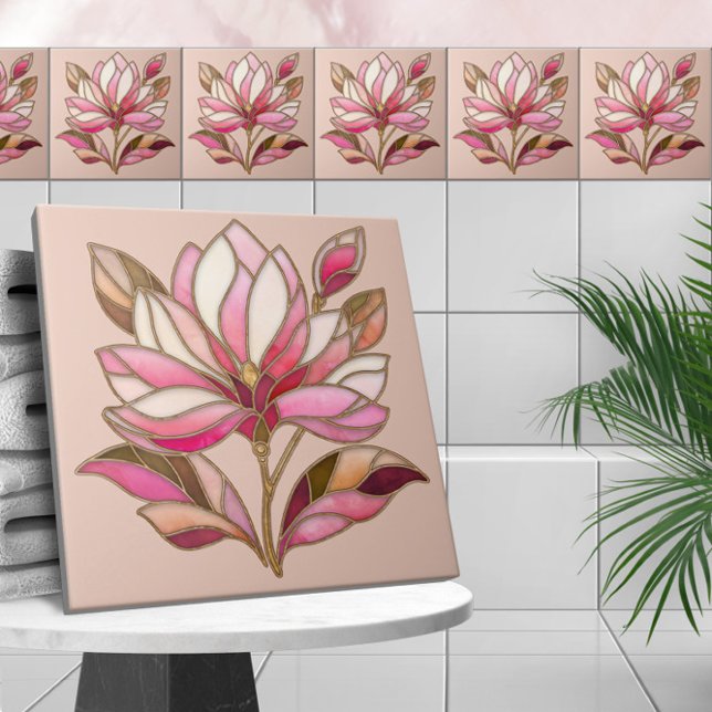Magnolia Flower Mosaic Ceramic Tile (Creator Uploaded)