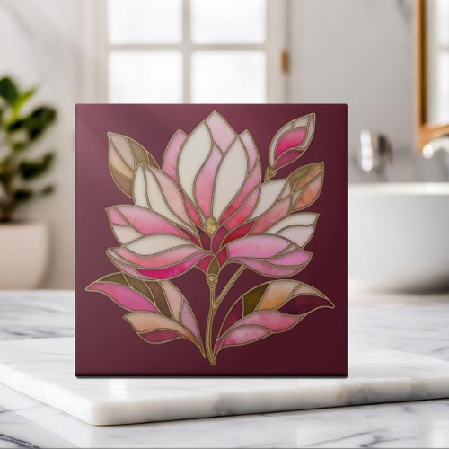 Magnolia Flower Mosaic Ceramic Tile