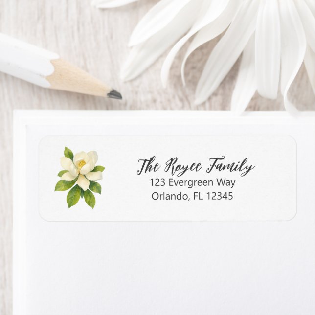 Magnolia Flower Painting Return Address Label (Insitu)