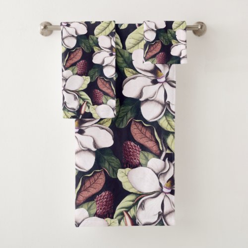 Magnolia Flower Pattern  Bath Towel Set