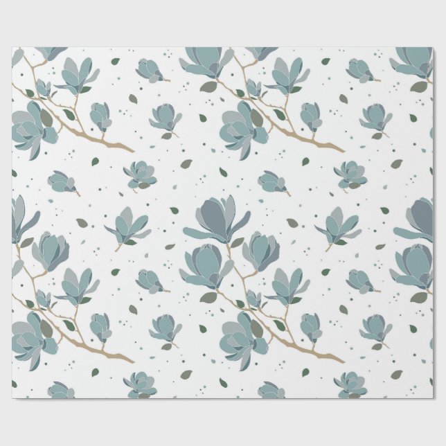 Magnolia flower pattern wrapping paper (Flat)