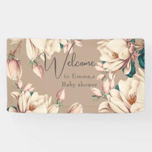 Magnolia flower petals baby shower banner