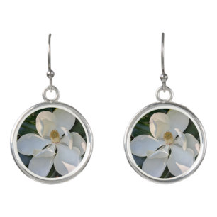 Magnolia Flower Photo Earrings