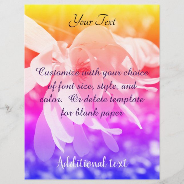 Magnolia Flower Rainbow Colors    Letterhead (Front)