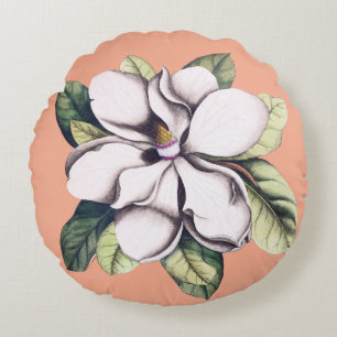 Magnolia Flower Round Pillow