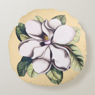 Magnolia Flower Round Pillow