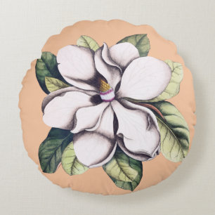 Magnolia Flower Round Pillow