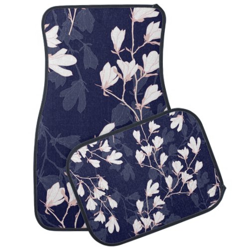 Magnolia flower seamless pattern with white flower car floor mat