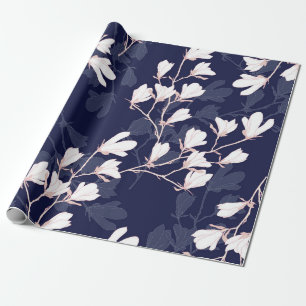 Magnolia flower seamless pattern with white flower wrapping paper