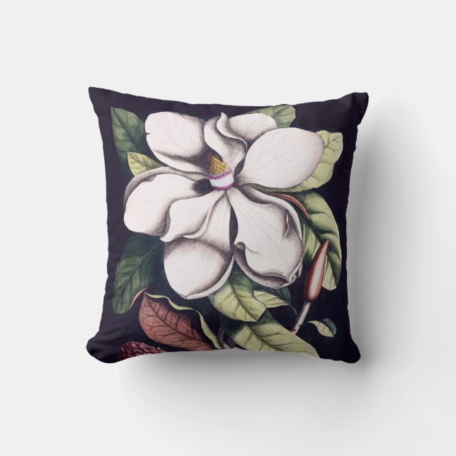Magnolia Flower Throw Pillow (Front)