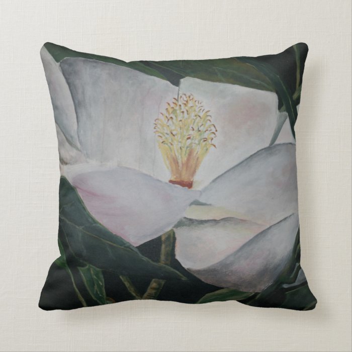 magnolia flower tree picture painting pillow
