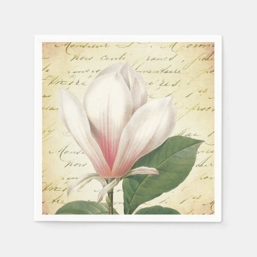 Magnolia Flower Vintage Botanical Paper Napkins