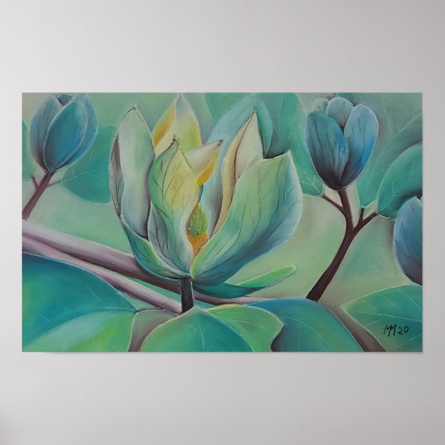 Magnolia Flower Wall Art | Botanical Poster | Soft (Front)