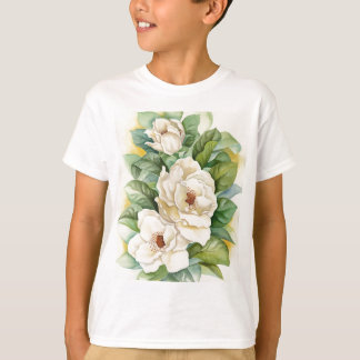 Magnolia Flower Watercolor Art - Multi T-Shirt