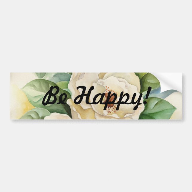 Magnolia Flower Watercolor Panting Bumper Sticker (Front)