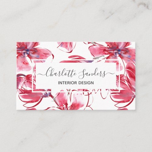Magnolia flower watercolors business card
