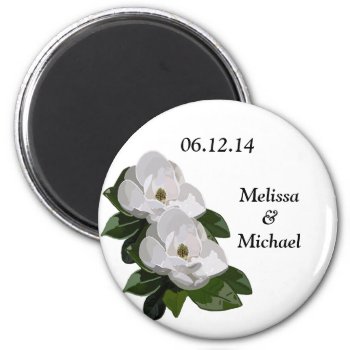 Magnolia Flower Wedding Save The Date Magnet by EnchantedBayou at Zazzle