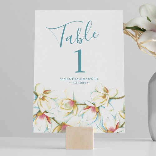 Magnolia Flower Wedding Table Number