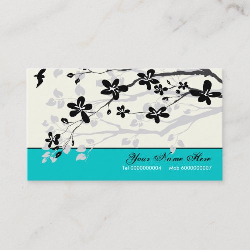 Magnolia flowers black grey turquoise floral business card template