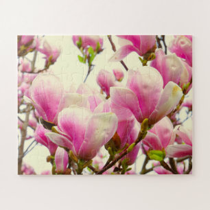 Magnolia Flowers Floral Botanical Blossom Chic  Jigsaw Puzzle