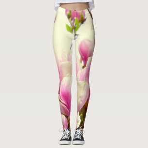 Magnolia Flowers Floral Botanical Blossom Leggings