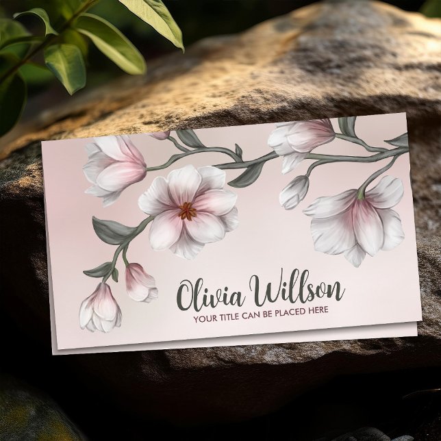 Magnolia Flowers Illustration Business Card (Creator Uploaded)