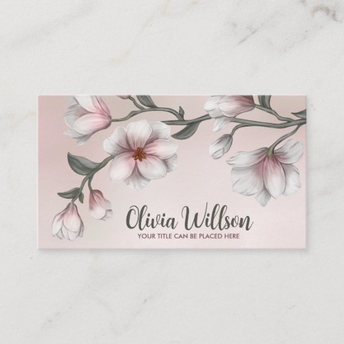 Magnolia Flowers Illustration Business Card