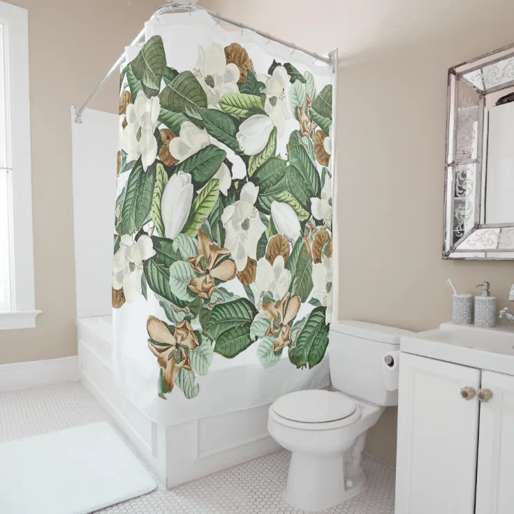Magnolia Flowers Leaves Floral Shower Curtain Zazzle