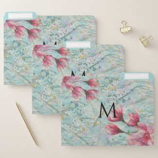 Magnolia Flowers On Vintage Crumpled Paper Custom File Folder