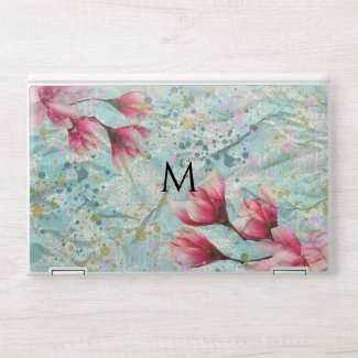 Magnolia Flowers On Vintage Crumpled Paper Custom HP Laptop Skin