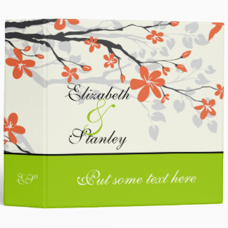 Magnolia flowers orange lime green wedding binder