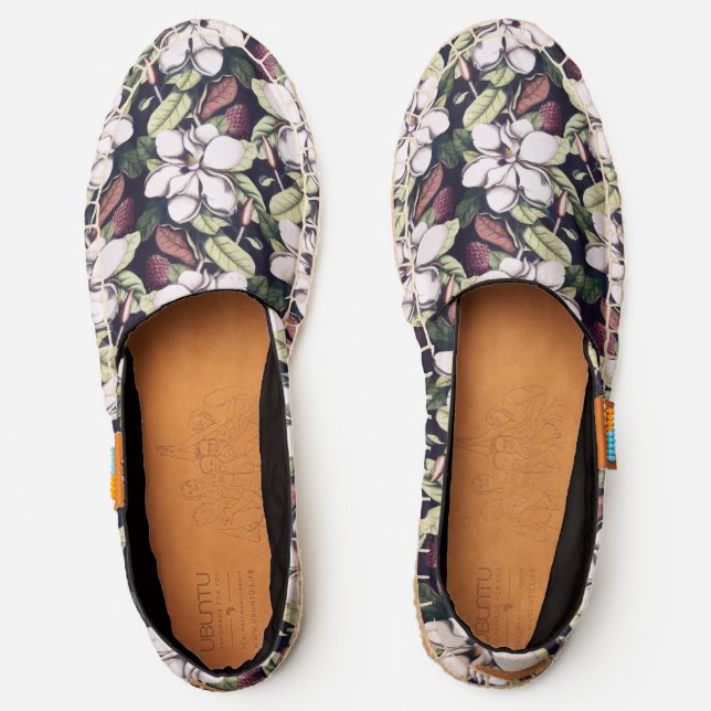 Magnolia Flowers Pattern Espadrilles (Front)