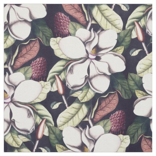Magnolia Flowers Pattern Fabric