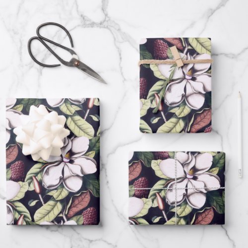 Magnolia Flowers Pattern Wrapping Paper Sheets