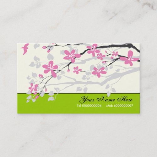 Magnolia flowers pink lime green custom floral business card