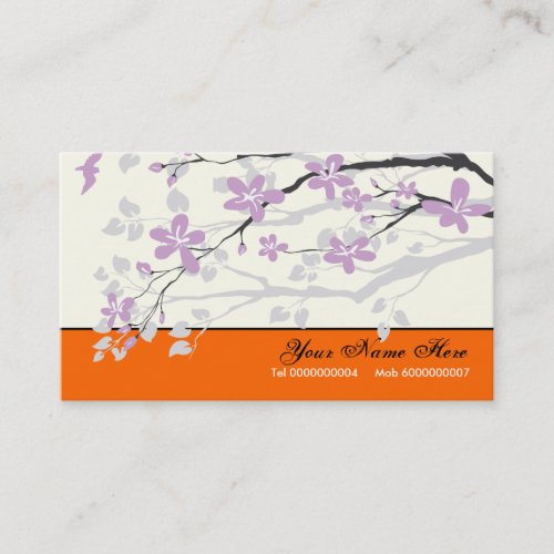 Magnolia flowers purple orange floral business card