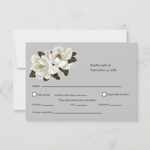 Magnolia flowers RSVP card