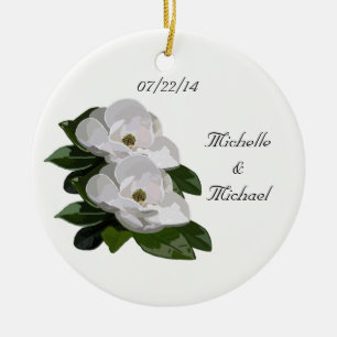 Magnolia Flowers Save the Date Wedding Ornament