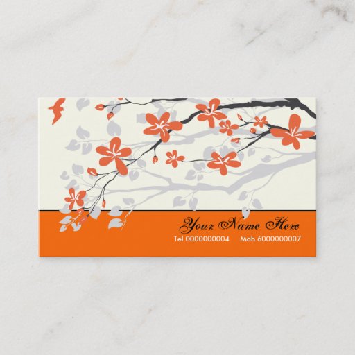 Customizable Magnolia flowers tangerine orange floral business card