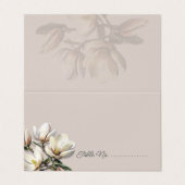 Magnolia Flowers Tented Escort / Place Cards (Outside Unfolded)