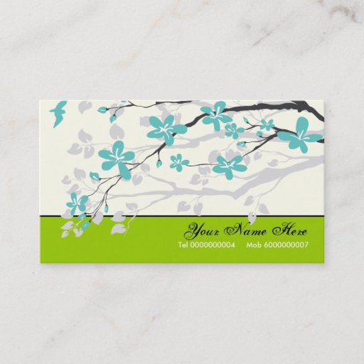 Customizable Magnolia flowers turquoise green floral business cards