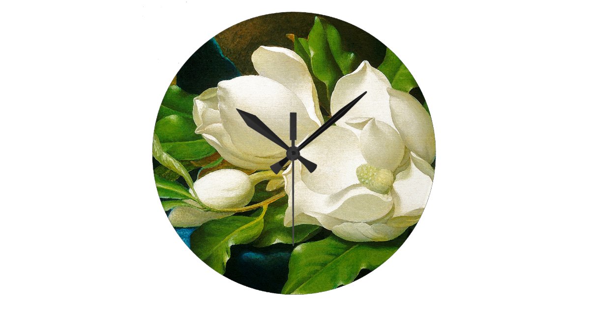 Magnolia Flowers Wall Clock