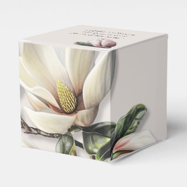 Magnolia Flowers Wedding Favor Thank You Boxes (Front Side)