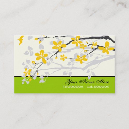 Magnolia flowers yellow lime green floral business cards