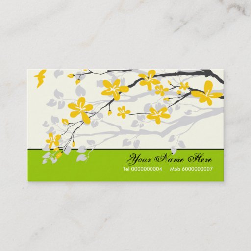 Customizable Magnolia flowers yellow lime green floral business cards