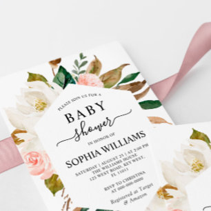Magnolia Frame Floral Baby Shower Invitation