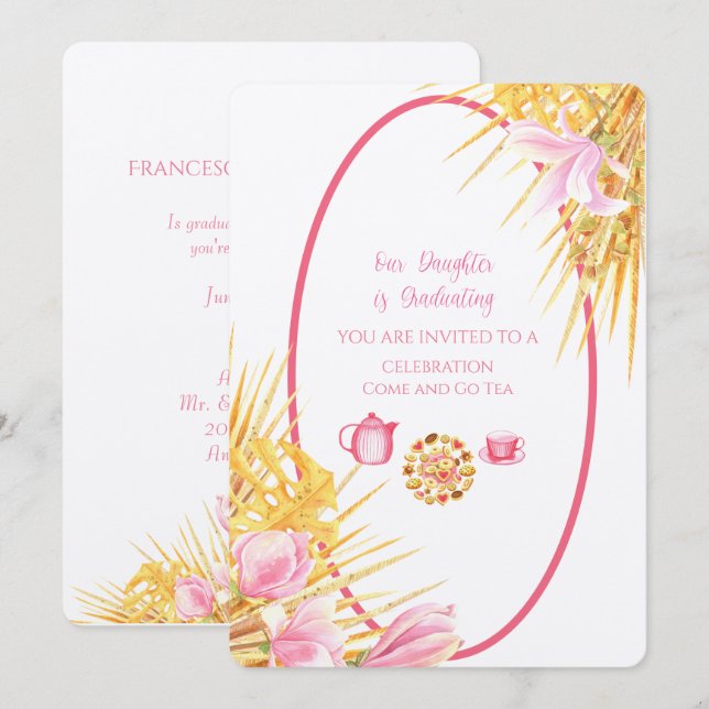 Magnolia Frame Our Daughter Is Graduating Linen  I Invitation (Front/Back)